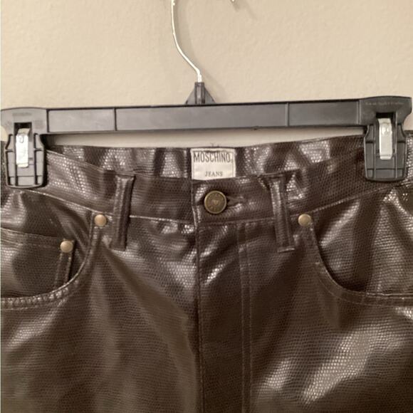 Moschino Vintage Pleather Brown Size 28 Pants in Excellent Preloved Condition! - Picture 3 of 6